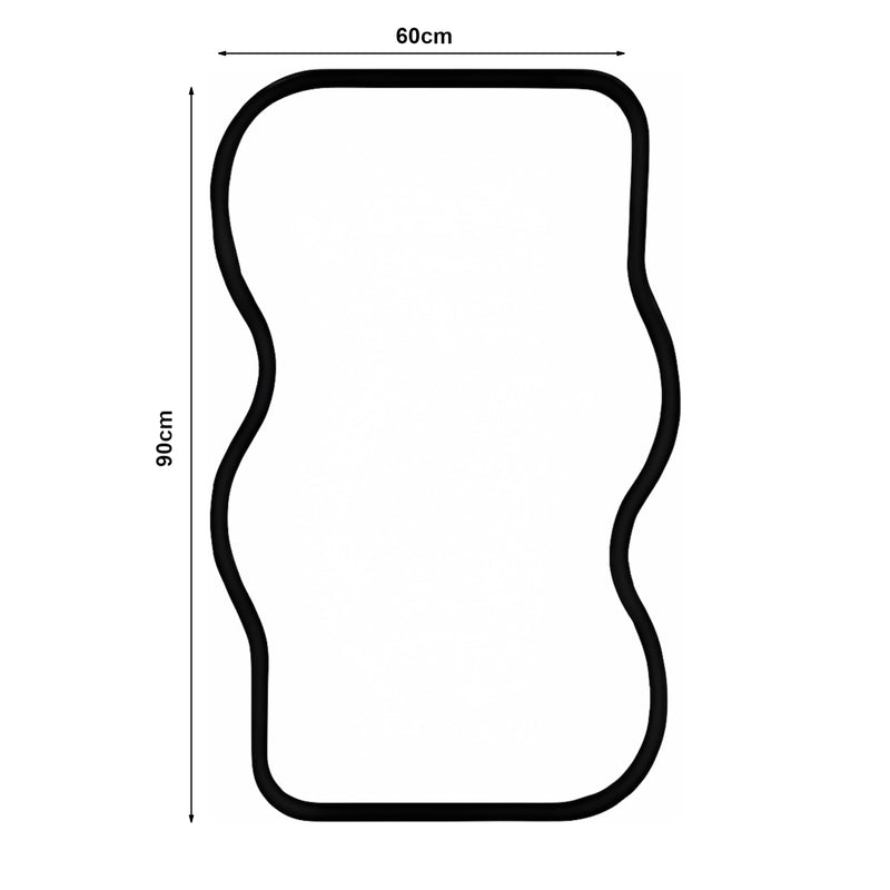 Schizzo in scala Specchio da Parete Bellerirnu Design Rettangolare con Lati Ondulati 90x60 cm Effetto Rovere Sonoma [en.casa]