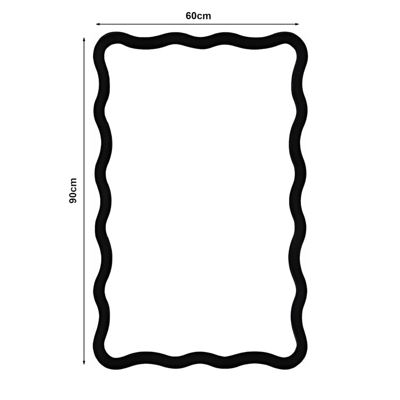 Schizzo in scala Specchio Ondulato da Parete Porloskid Montaggio Verticale e Orizzontale 90x60 cm Marrone Scuro [en.casa] 