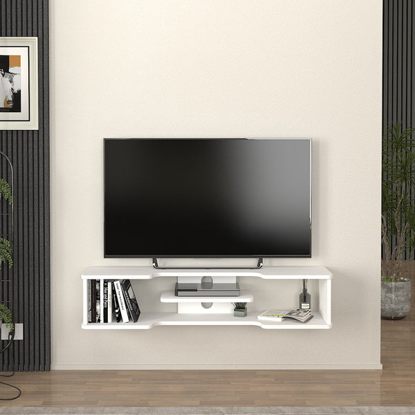 Mobile TV sospeso Yrela 120x30x26 cm Bianco [en.casa]
