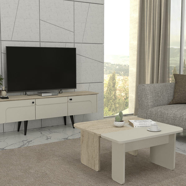 Tavolino da salotto Boneksbelt 2 pz. colori arenaria e travertino [en.casa]