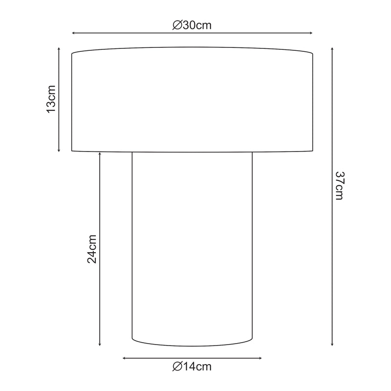 Schizzo in scala Lampada da Tavolo Cilindrica Kömn in Metallo 37 x Ø30 cm - Marrone lux.pro