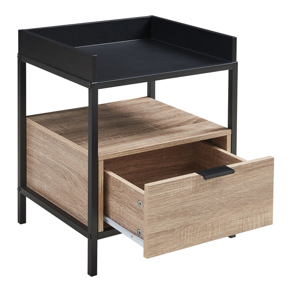 Comodino Belana 51x40x35 cm Nero/effetto quercia [en.casa]