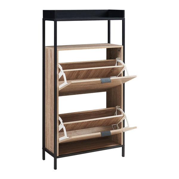 Scarpiera Belana con 2 ante 116x60x24 cm Nero/effetto quercia [en.casa]