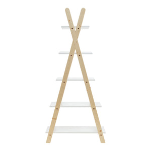 Scaffale a Scala per Cameretta Vanlilu Libreria Bassa per Bambini 145x65x32 cm Naturale / Bianco [en.casa] 