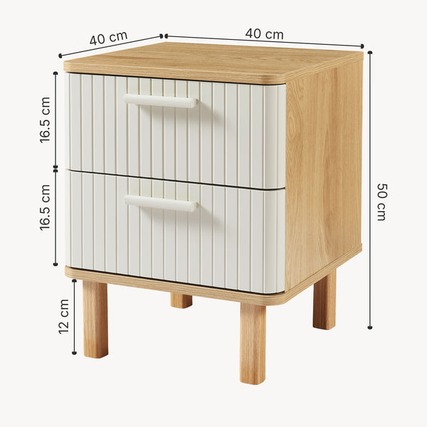 Comodino Ferrersp con 2 cassetti 50x40x40 cm effetto quercia/colore sabbia [en.casa]