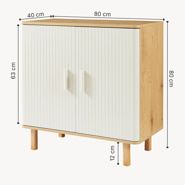 Sideboard Ferrersp con 2 ante 80x80x40 cm effetto quercia/colore sabbia [en.casa]