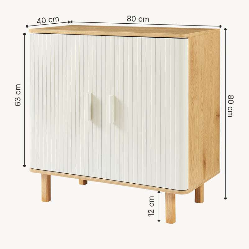 Schizzo in scala Credenza Ferrersp a 2 Ante Mobile Contenitore 80 x 80 x 40 cm - Effetto Rovere / Avena Oatmeal [en.casa]