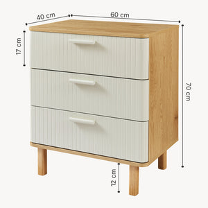 Cassettiera Ferrersp a 3 Cassetti Comò 70 x 60 x 40 cm - Effetto Rovere / Avena Oatmeal [en.casa]