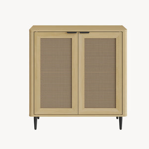 Credenza Bassa Lukhomso Ante con Inserto Intreccio 83x80x40 cm Effetto Rovere [en.casa] 