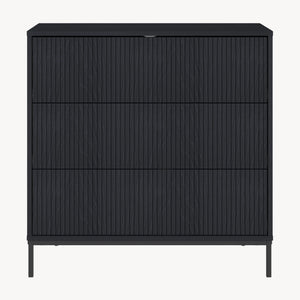 Cassettiera Nykapin Comò a 3 Cassetti 80 x 80 x 40 cm - Nero [en.casa]