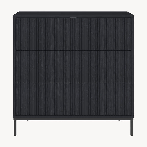 Cassettiera Nykapin Comò a 3 Cassetti 80 x 80 x 40 cm - Nero [en.casa]