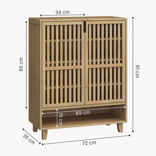 Scarpiera Sirgerg 91x72x35 cm Bambù Naturale [en.casa]