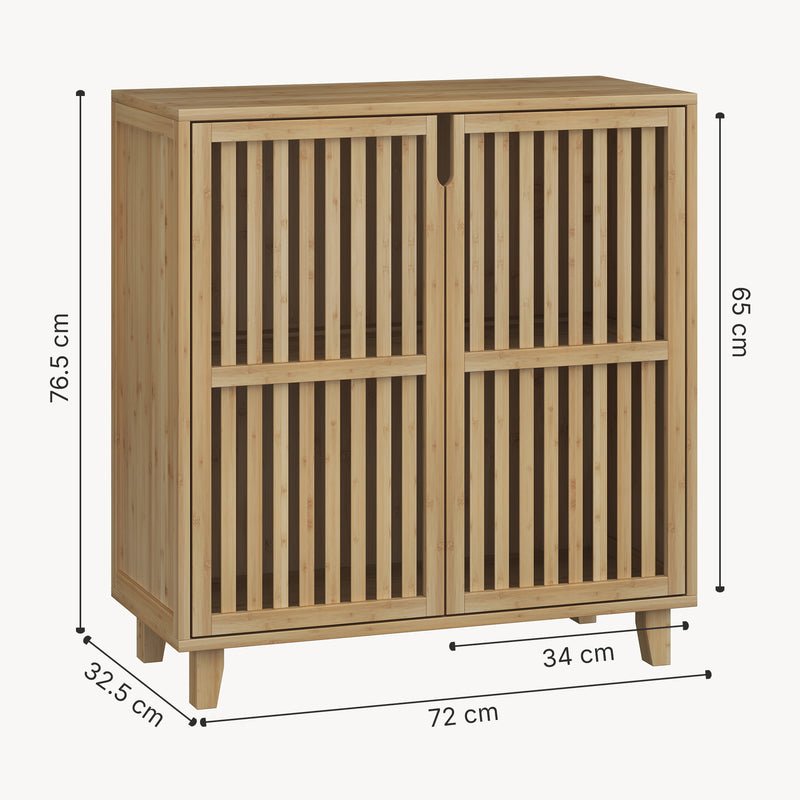 Schizzo in scala Mobile Contenitore Multifunzionale Sirgerg a 2 Ante 77 x 72 x 33 cm in Bambù Naturale [en.casa] 