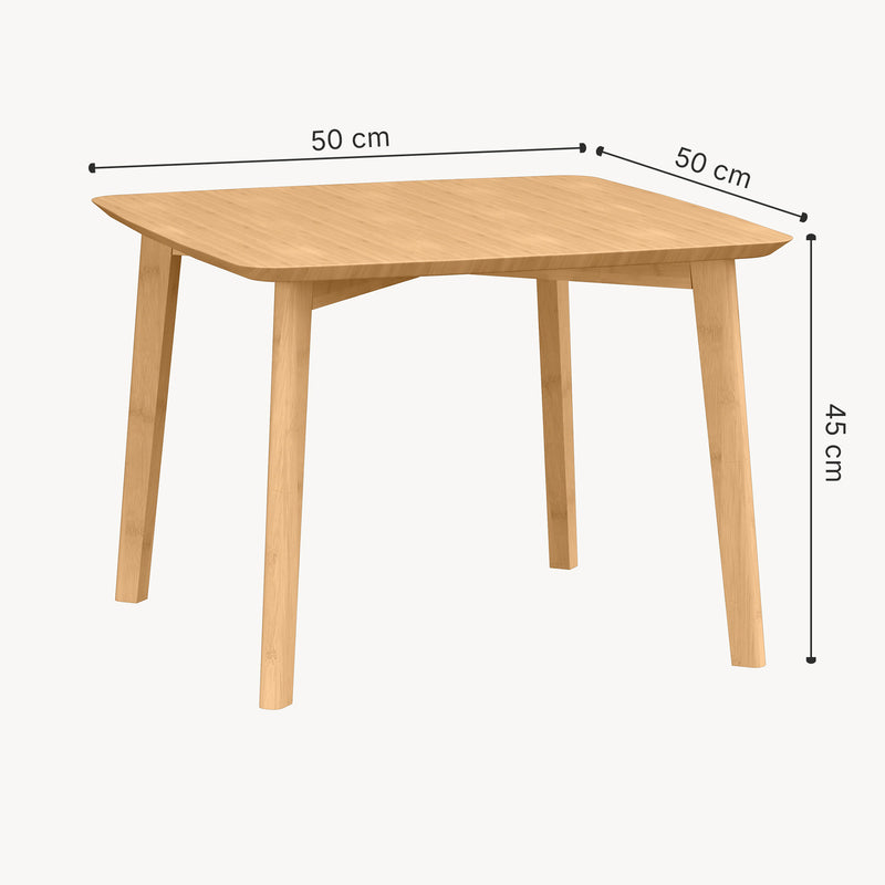 Schizzo in scala Tavolino Haad in Bambù con Piano Quadrato 45x50x50 cm Naturale [en.casa] 