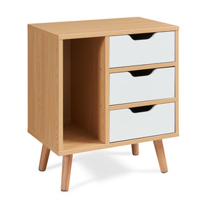 Comodino Bordkak 55x48x30 cm effetto quercia/bianco [en.casa]