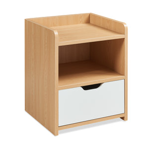 Comodino Bordkak 45x36x34 cm effetto quercia/bianco [en.casa]