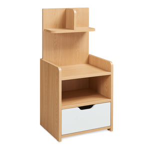 Comodino Bordkak con ripiano 75x35x30 cm effetto quercia/bianco [en.casa]