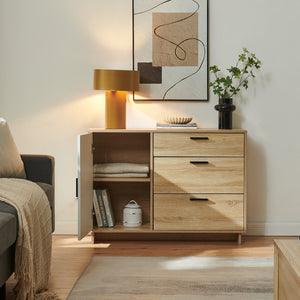 Credenza Kenta 100x35x72 cm effetto quercia Sonoma/bianco [en.casa]