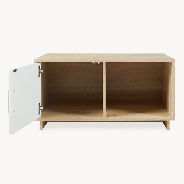 Tavolino Centrale da Salotto Kenta 80x45x40 cm Effeto Rovere Sonoma/Bianco [en.casa]