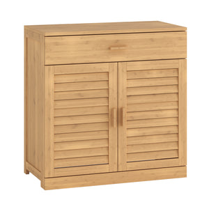 Scarpiera Aarela a 2 Ante con Cassetto e 3 Ripiani in Bambù Naturale 67 x 66 x 34 cm [en.casa]