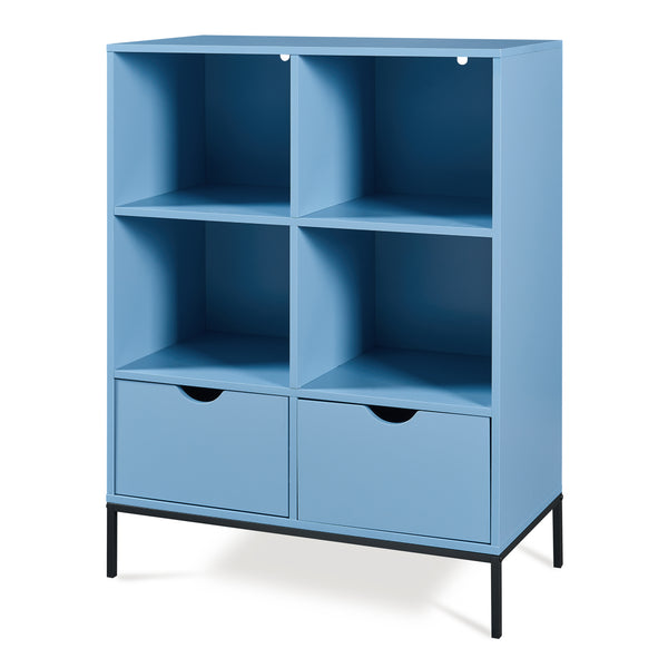 Libreria con 2 cassetti Colwyn 105x80x40 cm Blu [en.casa]