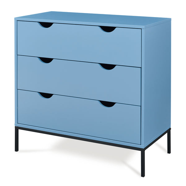 Comò a 3 Cassetti Colwyn Cassettiera Mobile Contenitore 78 x 80 x 40 cm - Blu [en.casa]