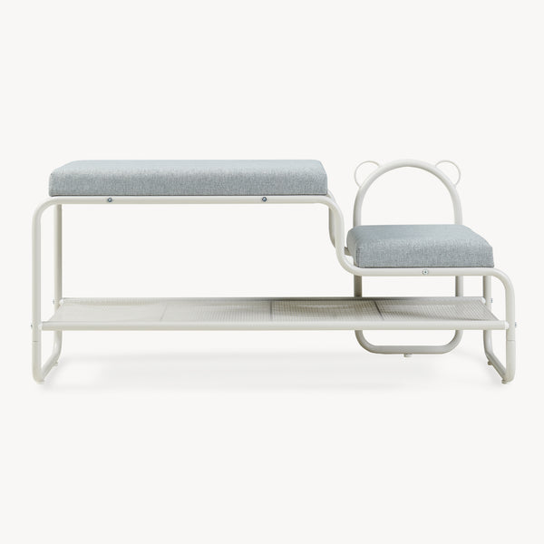 Panca Portascarpe Jässaatka con Sgabello per Bambini 100 x 32 x 46 cm - Grigio [en.casa]