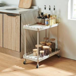 Carrello Portaoggetti Bolmanralu a 2 Ripiani e Rotelle 60 x 61 x 31 cm Struttura in Acciaio - Grigio [en.casa]
