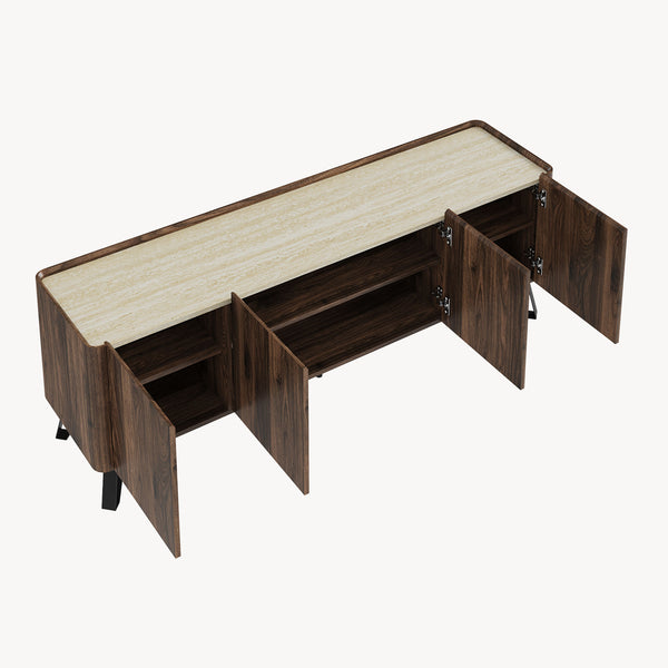 Mobile TV Trorlon 160x40x55 cm effetto noce/travertino [en.casa]