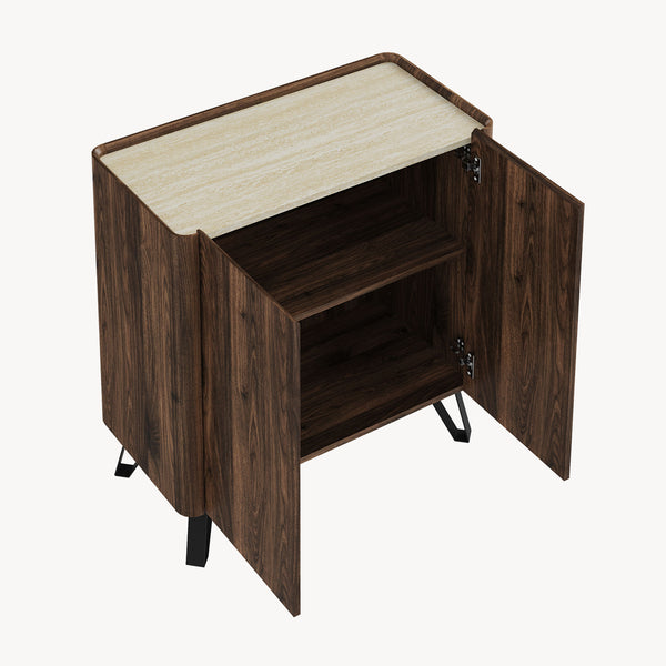 Comò Trorlon 83x80x40 cm effetto noce/travertino [en.casa]