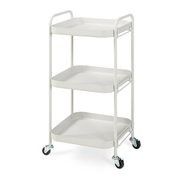 Carrello di Servizio Kelevn Portatutto a 3 Ripiani e Rotelle 67 x 33 x 31 cm in Acciaio - Grigio [en.casa]