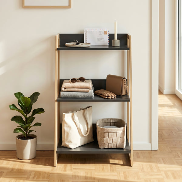 Scaffale a pioli Kuomi 84x53x47 cm Beige/Grigio scuro [en.casa]