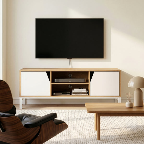 Mobile TV Kerrköndam 120x40x46 cm effetto quercia/bianco [en.casa]