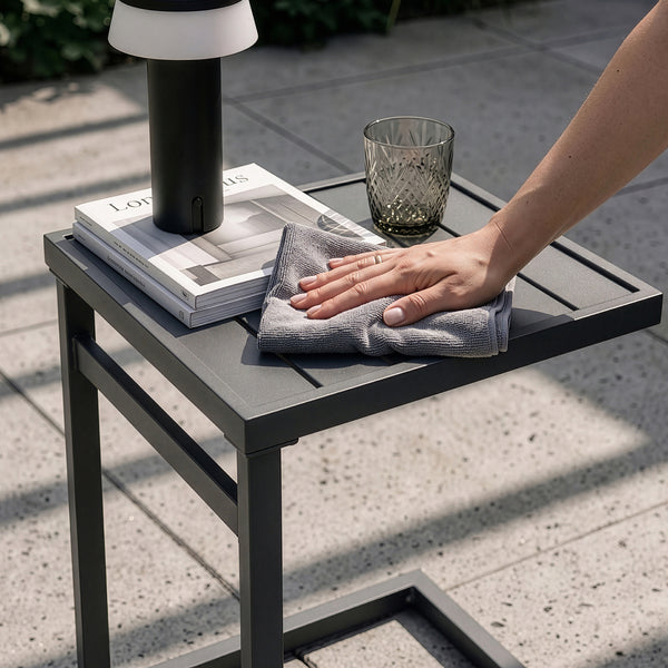 Tavolino da esterno Gaby acciaio 58x40x30 cm grigio antracite [casa.pro]