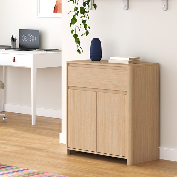 Credenza Takranmaa con Cassetto e Ante 88x79x39 cm Effetto Rovere [en.casa] 