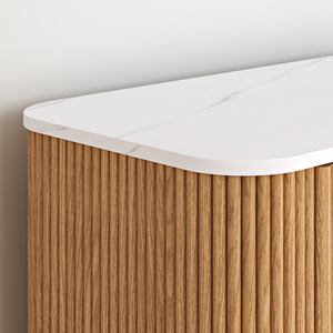Cassettiera Comò a 6 Cassetti 120x42x78 cm Effetto Rovere / Effetto Marmo Bianco [en.casa] 