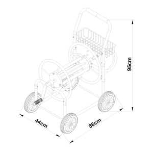 Carrello in metallo per tubo da 3/4' - fino a 60m di tubo - avvolgitubo per tubo da giardino [pro.tec]