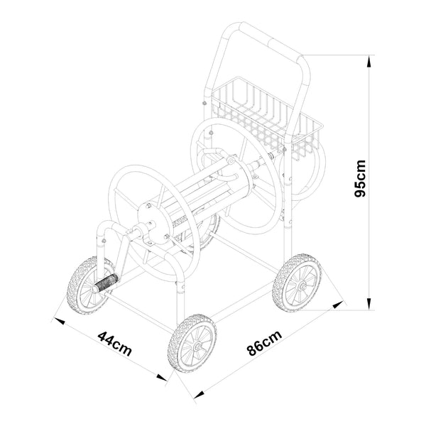 Carrello in metallo per tubo da 3/4' - fino a 60m di tubo - avvolgitubo per tubo da giardino [pro.tec]