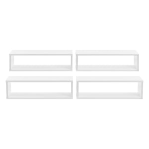 Set di 4 Mensole da Parete a Forma Rettangolare 59 x 14,5 x 17 cm 4 Scaffali da Muro con 2 Ripiani Portaoggetti - Vari Colori