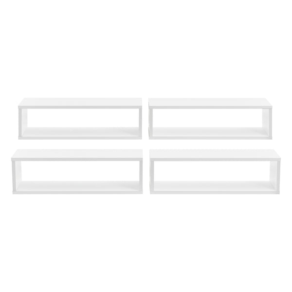 Set di 4 Mensole da Parete a Forma Rettangolare 59 x 14,5 x 17 cm 4 Scaffali da Muro con 2 Ripiani Portaoggetti - Vari Colori