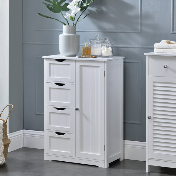 Mobile da Bagno Waterford con 4 Cassetti e 3 Scomparti 81 x 55 x 30 cm - Bianco [en.casa] 