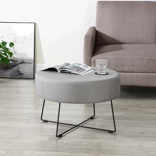 [en.casa] Poggiapiedi 40 x 60 cm con Gambe in Metallo Pouf / Sedile Basso per Bambini - Grigio