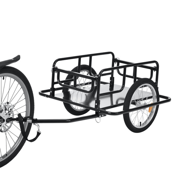 Rimorchio Cargo per Bicicletta 130 x 72 x 49 cm Carrello Trasporto per Bici con Telaio in Acciaio Carico Max. 40 kg - Nero