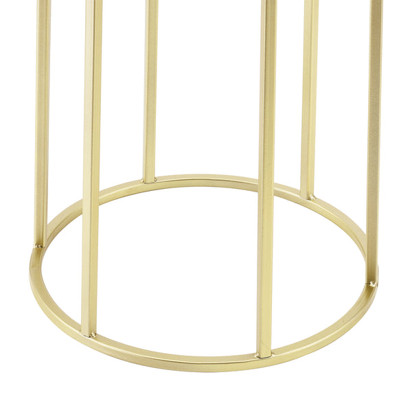 Set di 2 Portavasi in Metallo di Forma Rotonda Supporto in Color Oro per Piante in 2 Altezze Diverse con Coprivaso Nero