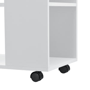 Tavolino Laterale Alvdalen con Ripiano e Rotelle 60 x 70 x 35 cm - Bianco [en.casa] 