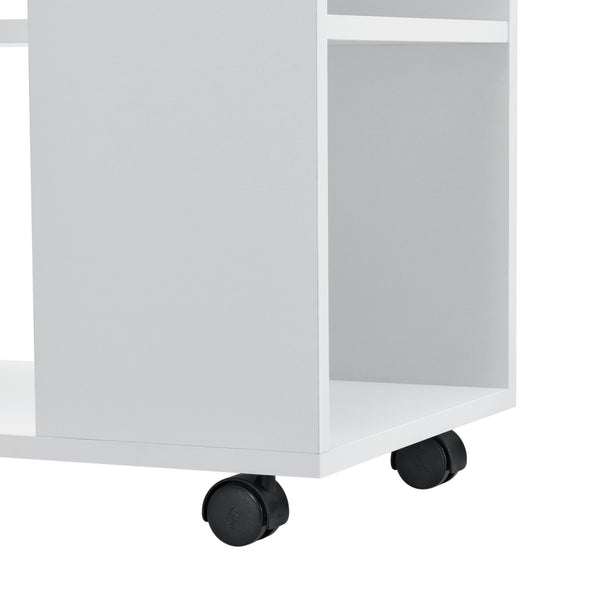 Tavolino Laterale Alvdalen con Ripiano e Rotelle 60 x 70 x 35 cm - Bianco [en.casa] 