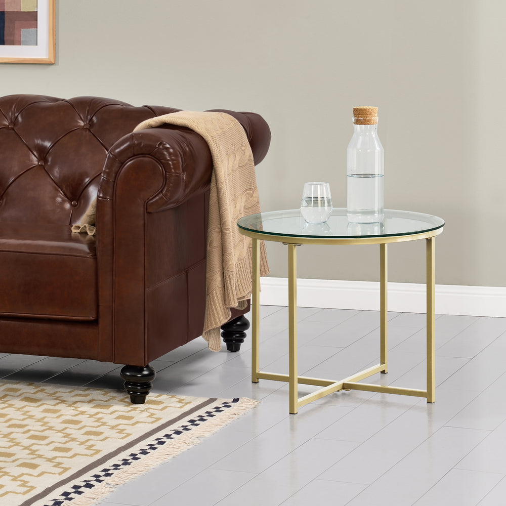 Tavolino laterale Alavieska struttura in acciaio 50 x 42 cm Oro en.casa