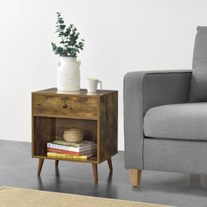 Tavolino Ronneby 58x50x40cm con cassetto Tonalità di legno scuro en.casa