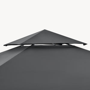 Gazebo per Barbecue Parga con Tetto Doppio e 2 Ripiani 250x241x151 cm - Grigio Scuro [en.casa]