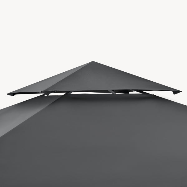 Gazebo per Barbecue Parga con Tetto Doppio e 2 Ripiani 250x241x151 cm - Grigio Scuro [en.casa]